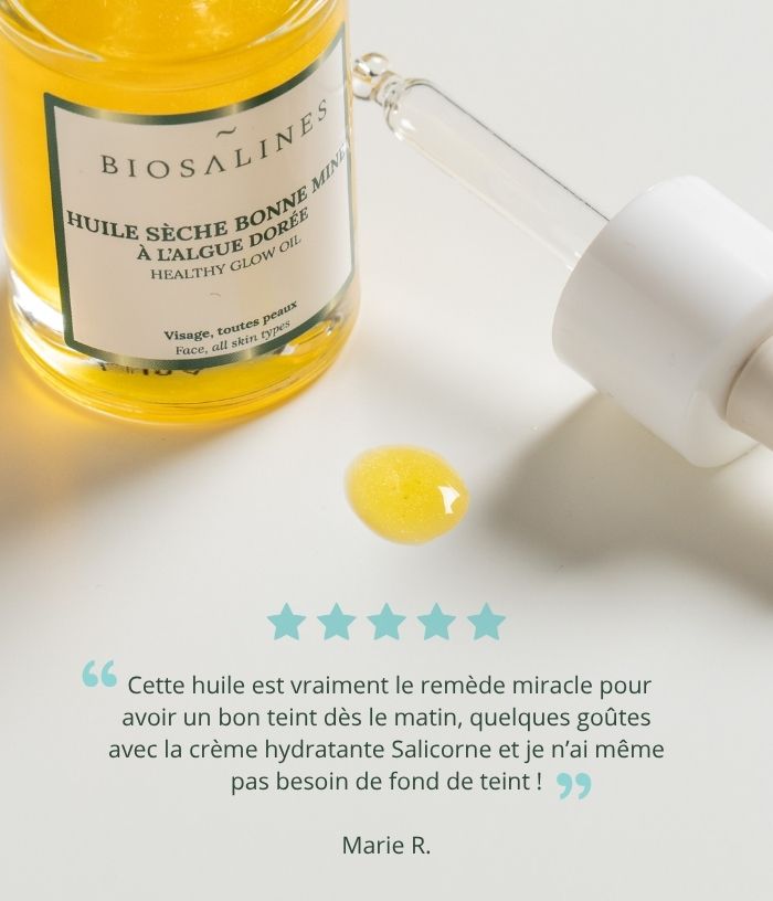 Huile sèche bonne mine à l’algue dorée